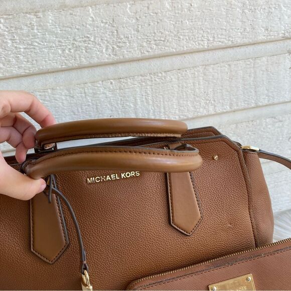 MICHAEL KORS Tan Acorn Hayes Satchel + Wallet Raven Jet Set Bedford Selma Mercer - Picture 3 of 12